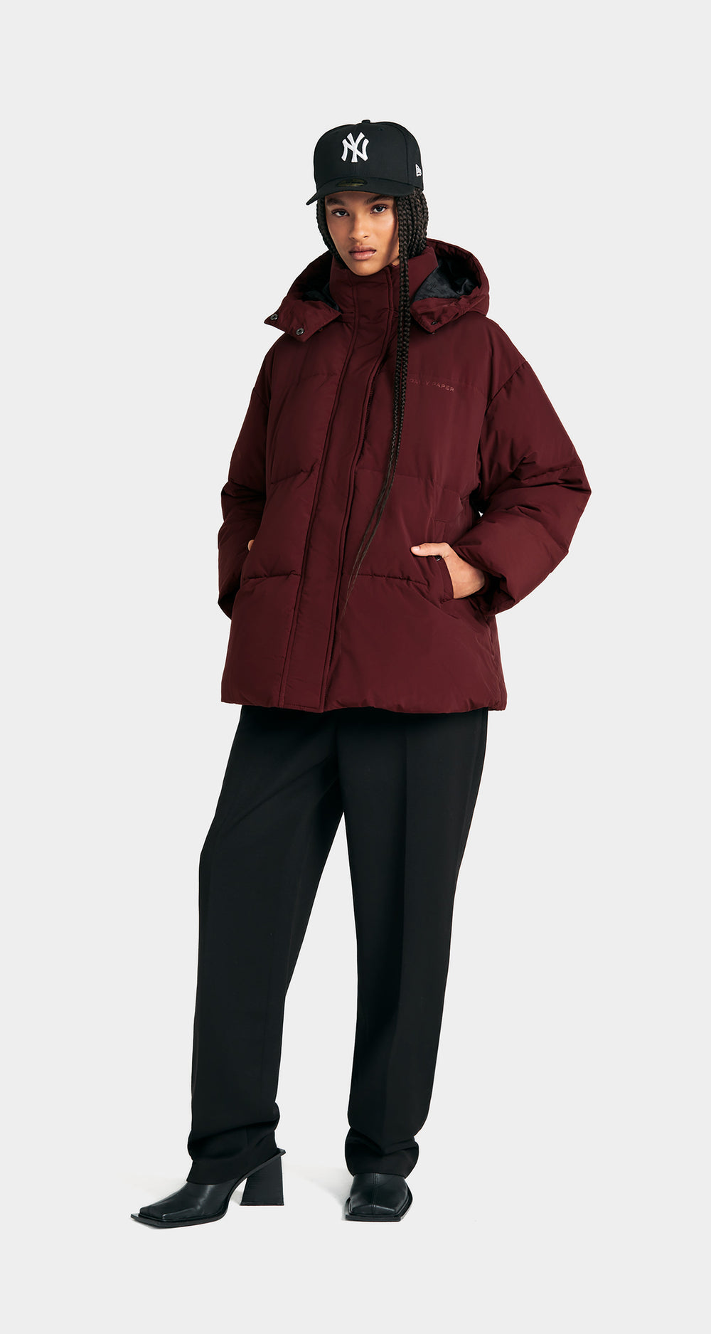 DP - Bordeaux Wine Nicole Puffer Jacket - Wmn - Front 