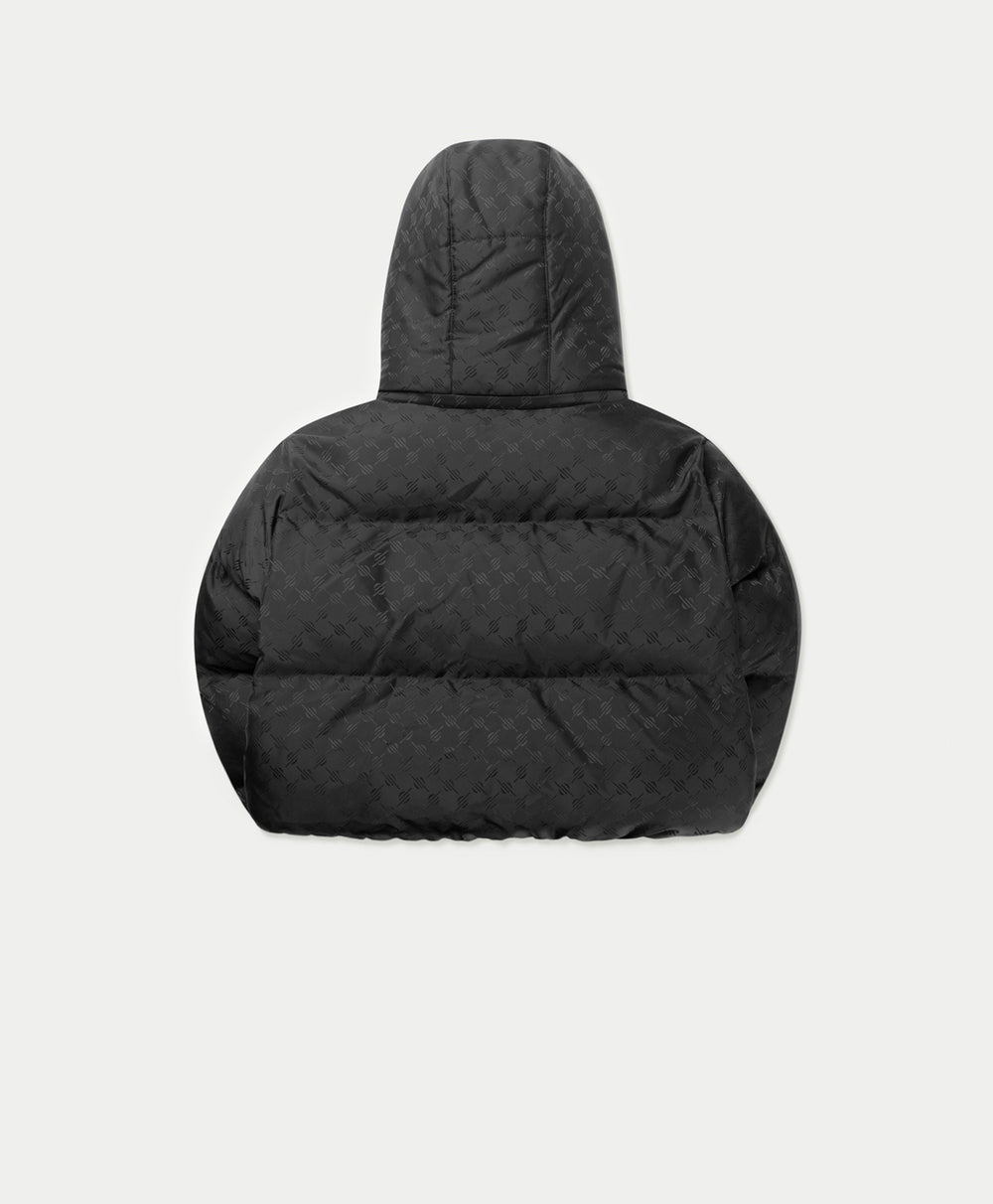 DP - Black Monogram Cropped Puffer Jacket - Packshot - Rear