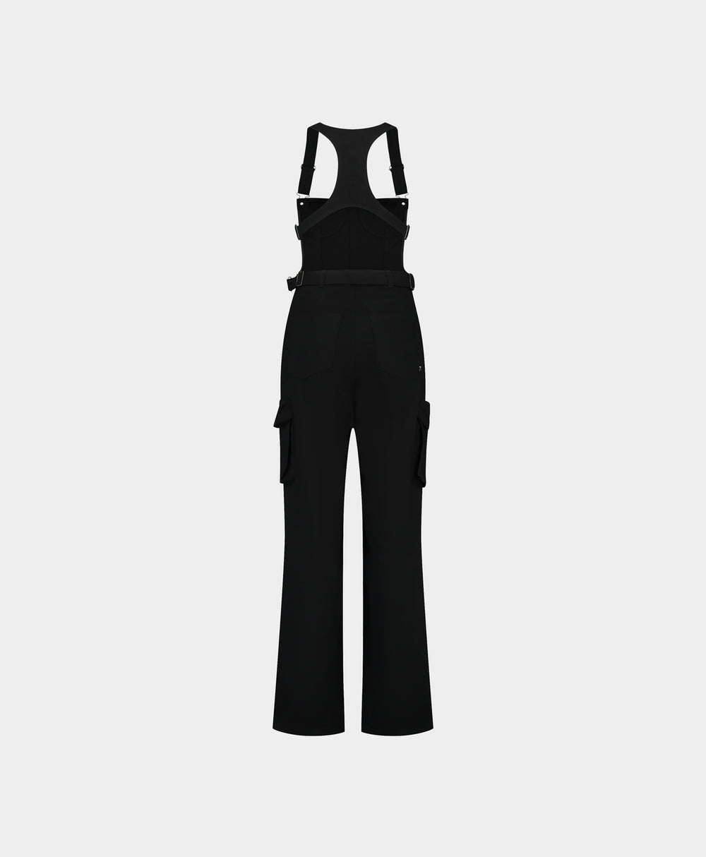 DP - Black Cotton Dungaree - Packshot - rear