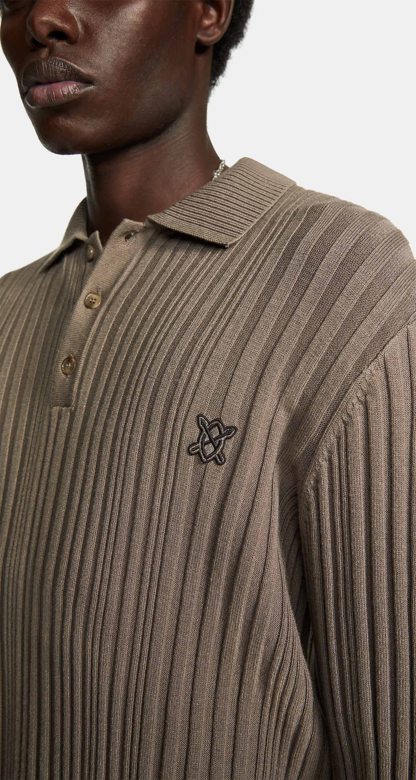 DP - Iron Brown Rashiem Ls Polo - Men