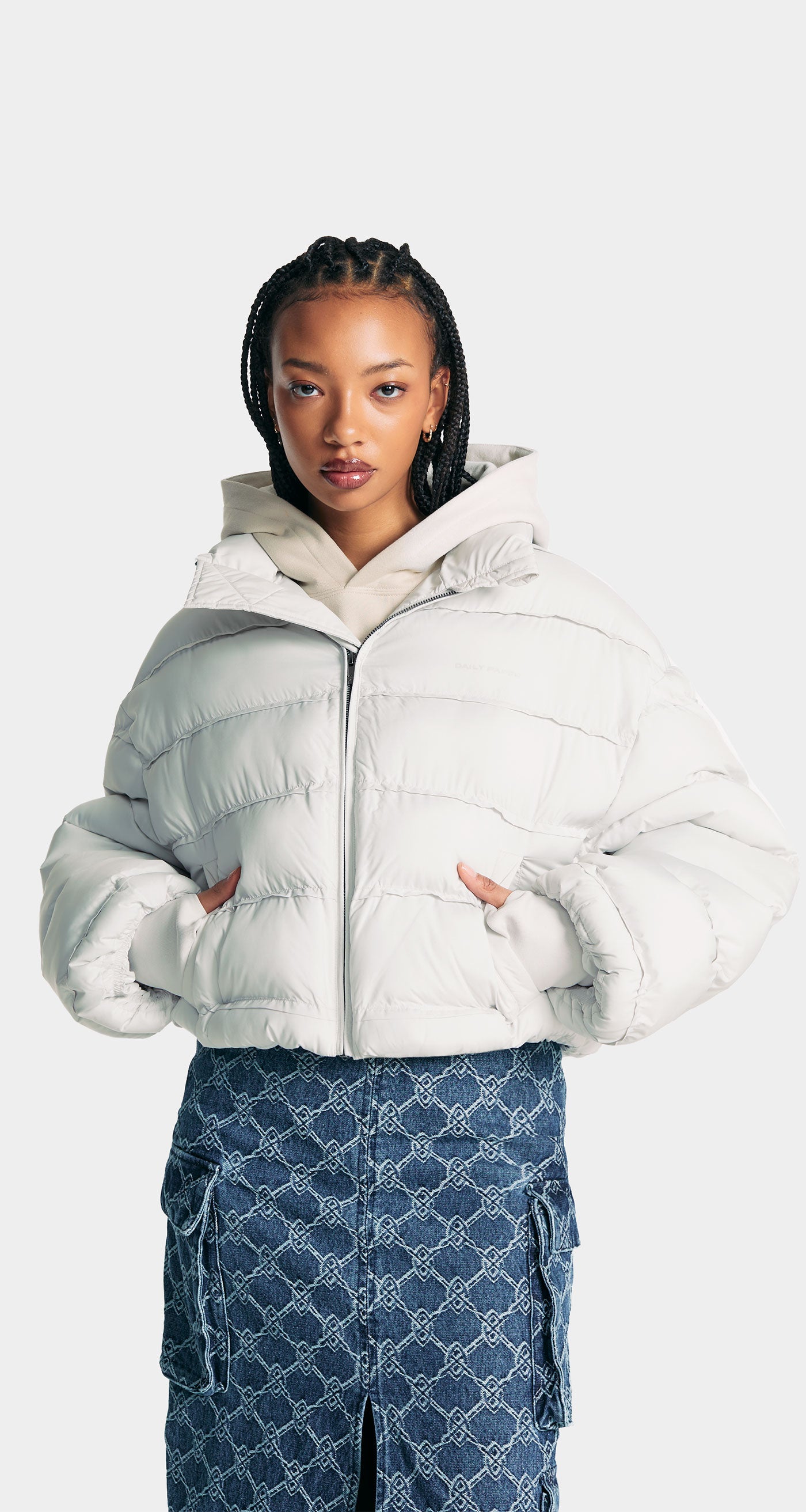 DP - Nimbus Grey Sela Puffer Jacket - Modelshot - wmn - rear