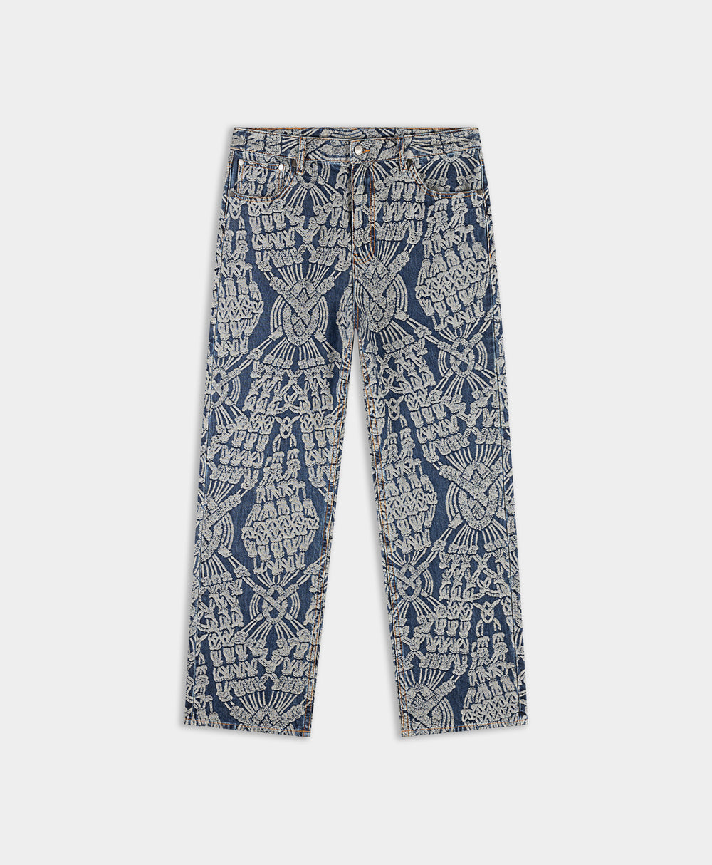 DP - Dark Blue Macrame Amba Jeans - Packshot - front 