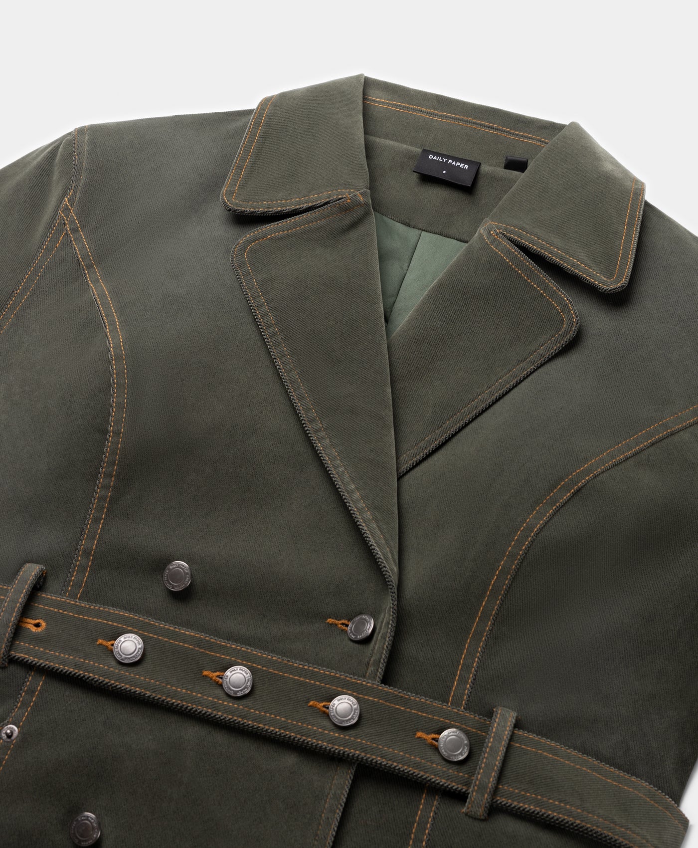 DP - Green Miya Velvet Trenchcoat - Packshot - detail