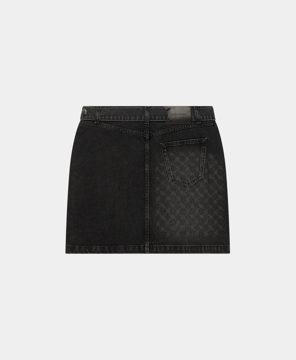 DP - Black Mongram Wrap Denim Skirt - Packshot - rear