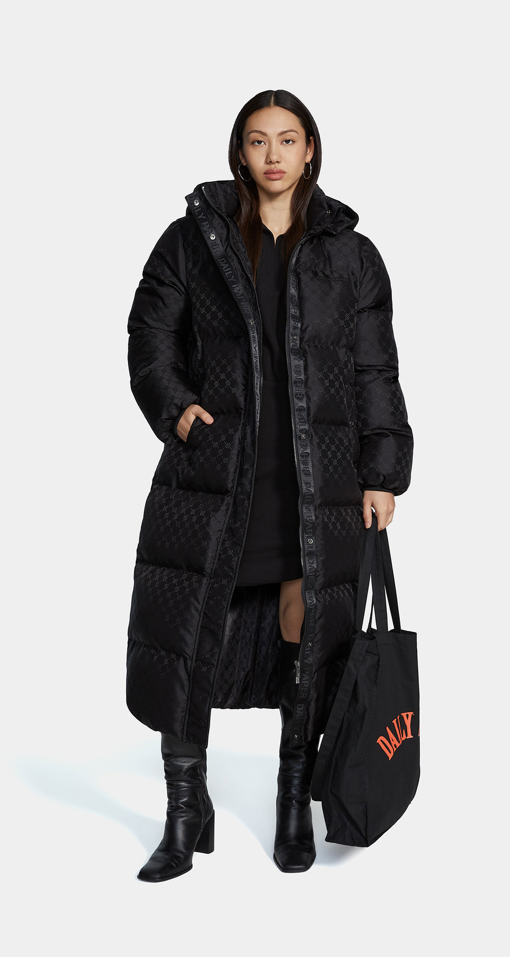 DP - Black Monogram Puffer Coat - Wmn - Front