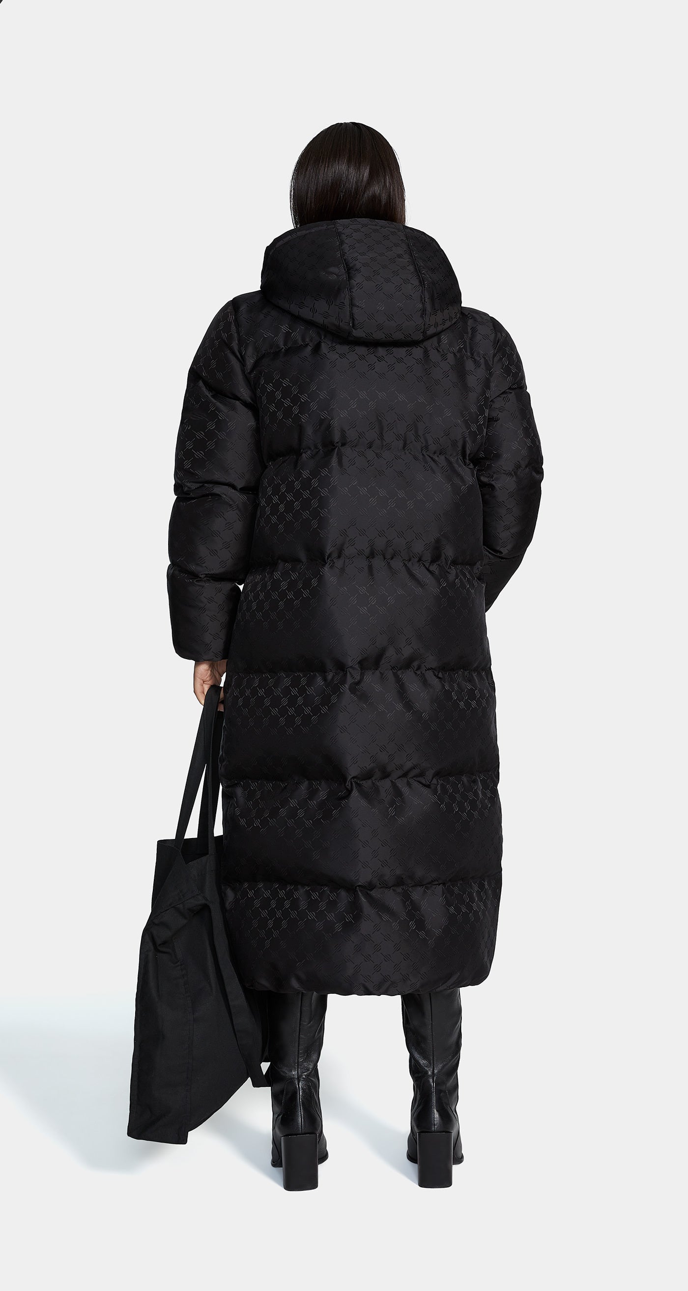 DP - Black Monogram Puffer Coat - Wmn - Rear