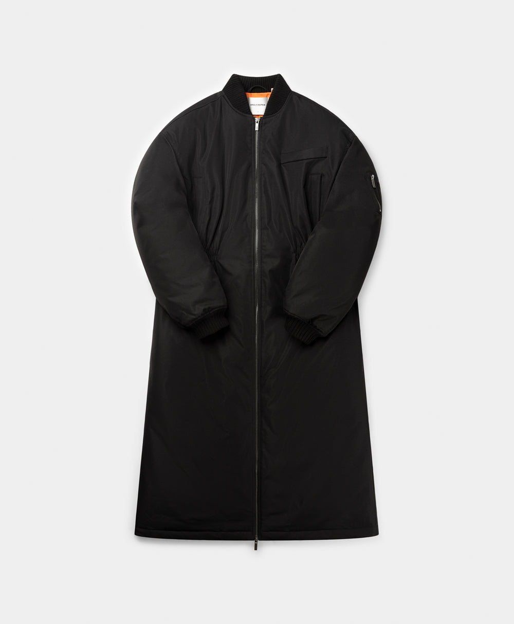 DP - Black Oversized Long Bomber - Packshot - front 