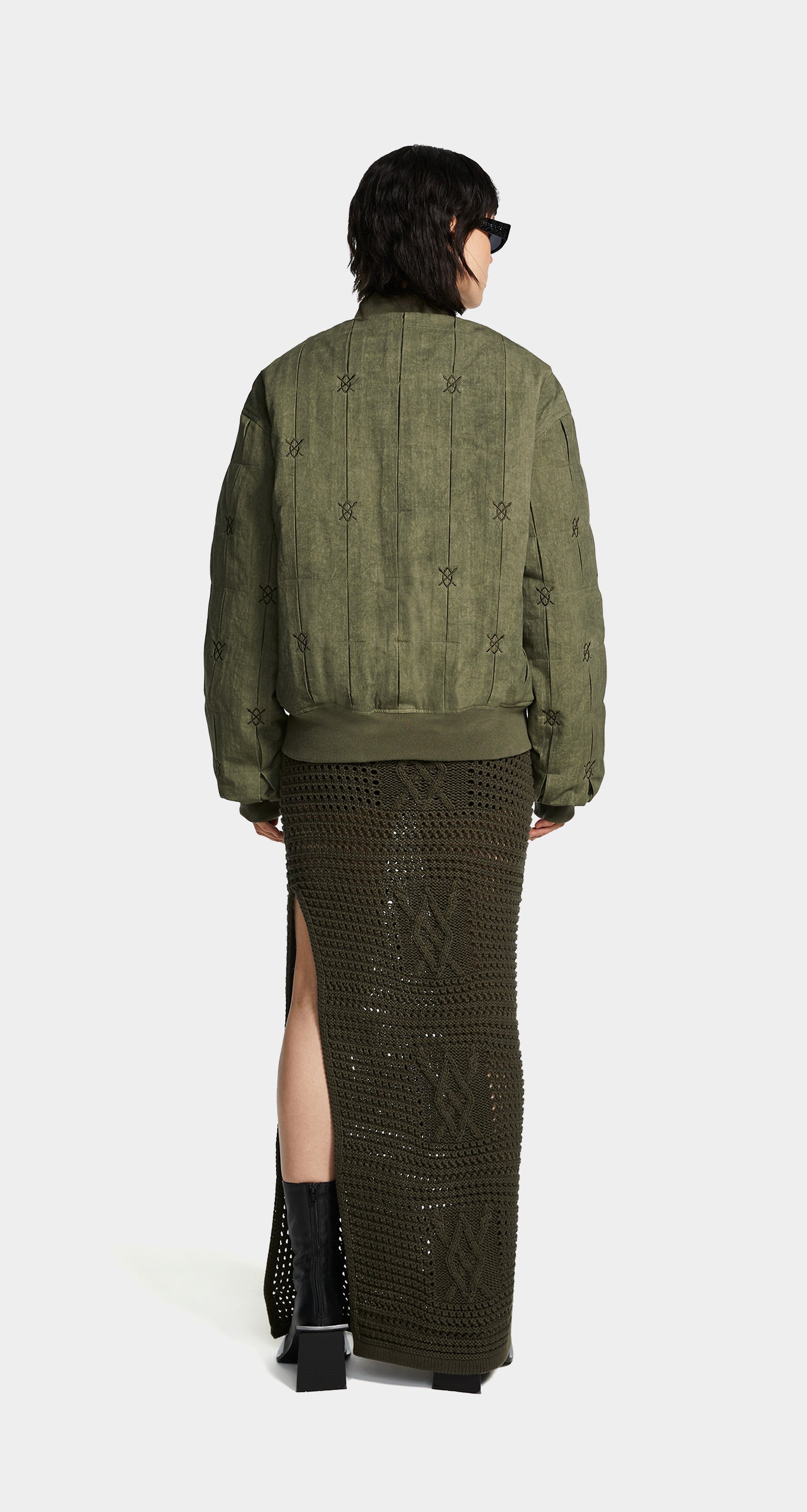 DP - Army Green Rasal Bomber Jacket - Wmn - Rear