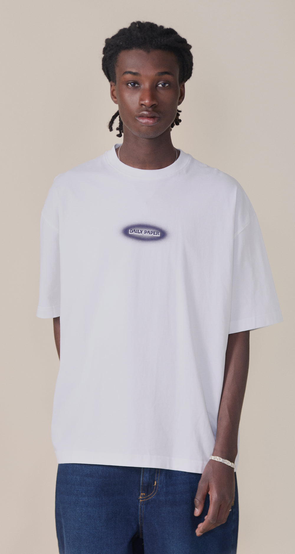 DP - White Dotted Logo T-Shirt - men - front 