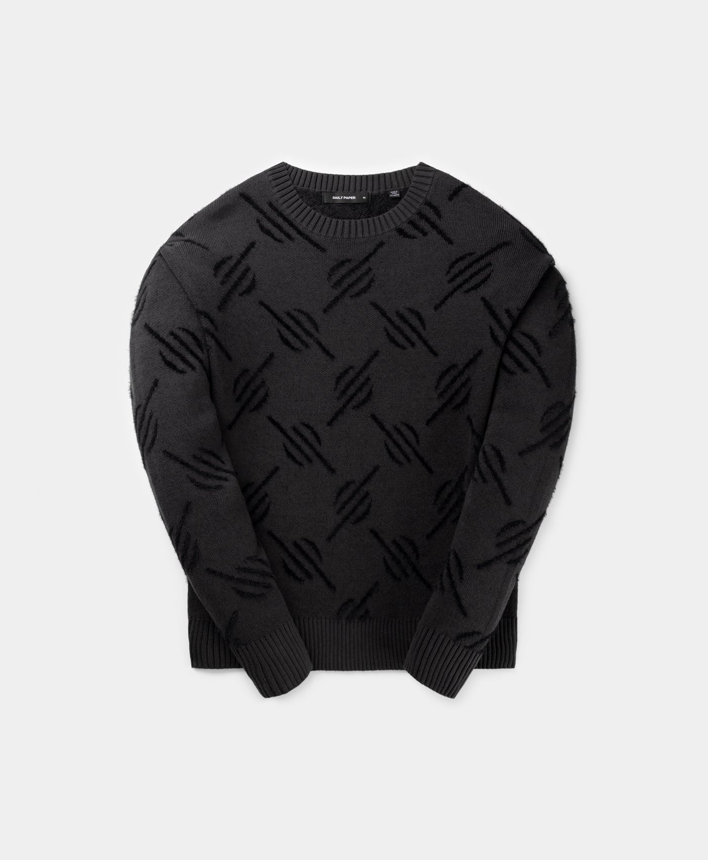 DP - Black Tevin Monogram Knit Sweater - Packshot - front 